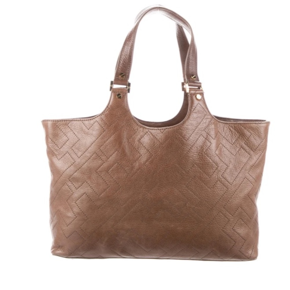 Tory Burch Shoulder Bag Brown Leather Gold-Tone Hardware Dual Shoulder Straps